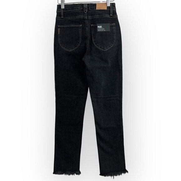 NWT PAIGE ultra high rise Hoxton Ankle Raw Hem Smokey Charcoal Black denim w 24 - Picture 7 of 10